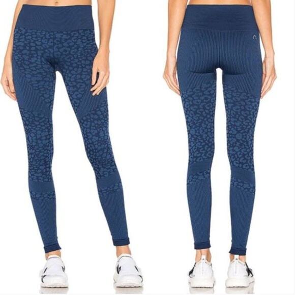 Varley Quincy Navy Leopard Seamless Compression Active Leggings Athleisure Sz S - Picture 2 of 11
